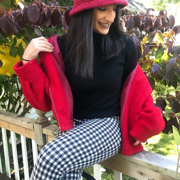 Red shearling jacket - Picture 2 of 7